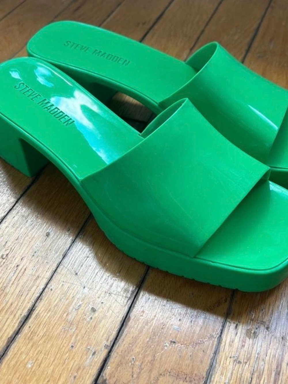 Steve Madden Bright Green Chunky Platform Slide Mules